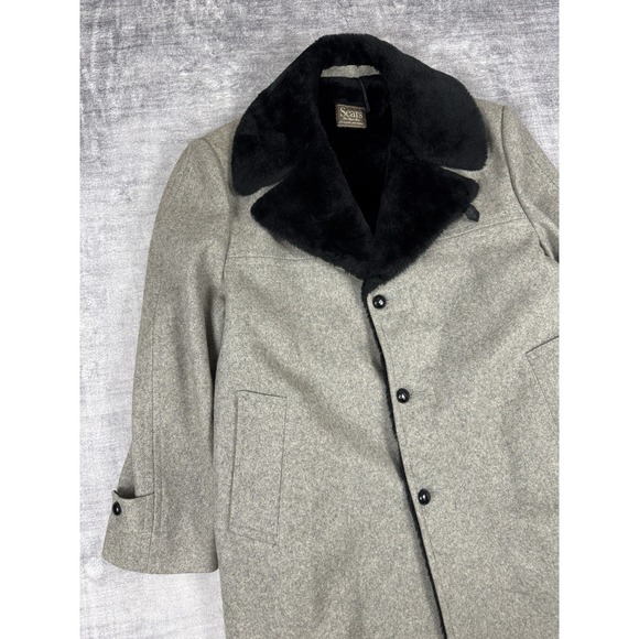 Vintage Sears The Mens Store Jacket Mens 48 Gray 70s Wool Overcoat Single Breast - Picture 2 of 15